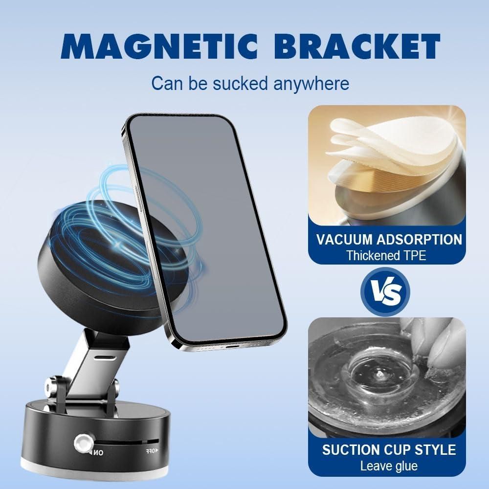 360° Foldable Magnetic Vacuum Phone Holder – Strong Grip, Universal & Sleek Design