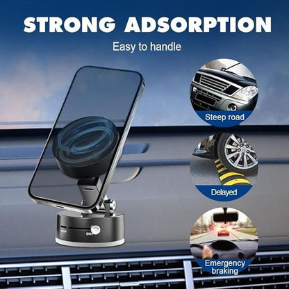 360° Foldable Magnetic Vacuum Phone Holder – Strong Grip, Universal & Sleek Design