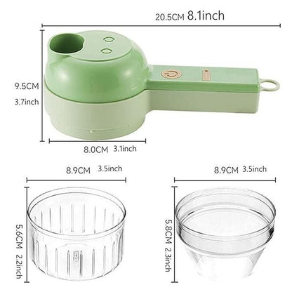 Portable Electric Vegetable Cutter Set 4-in-1 – Slice, Chop, Grind & Peel with Ease