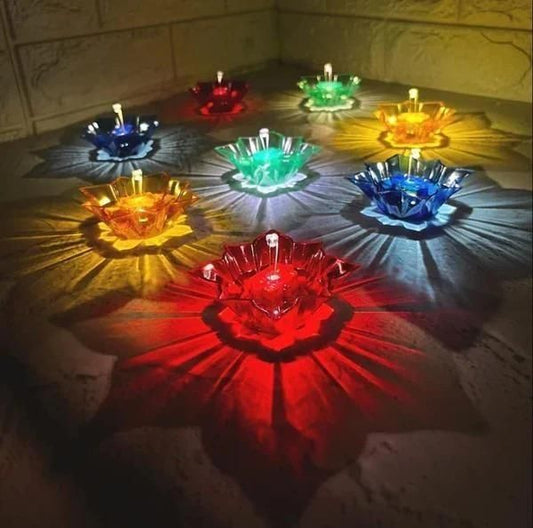 3D Reusable Reflective Colorful Shadow Diya – Festival Decoration Lamp (Pack of 4/12/24)